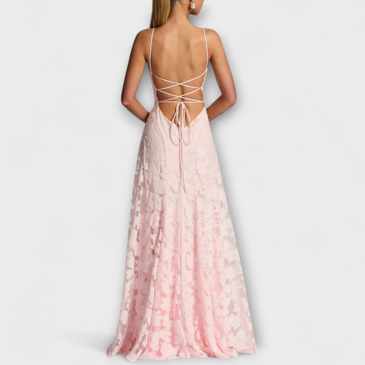 Kairi - Schickes Floral-Spitzen-Maxikleid mit Spaghettiträgern