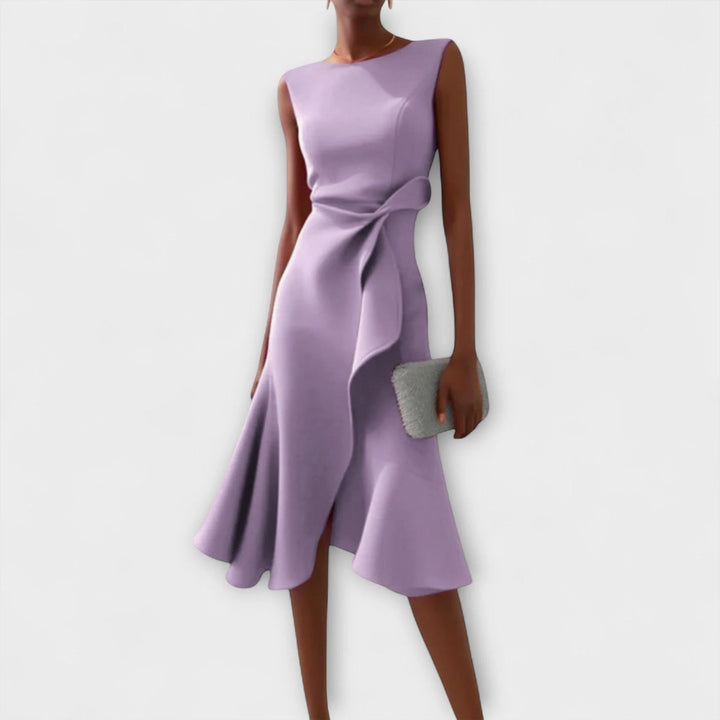 Juliette – Drapiertes asymmetrisches Midikleid