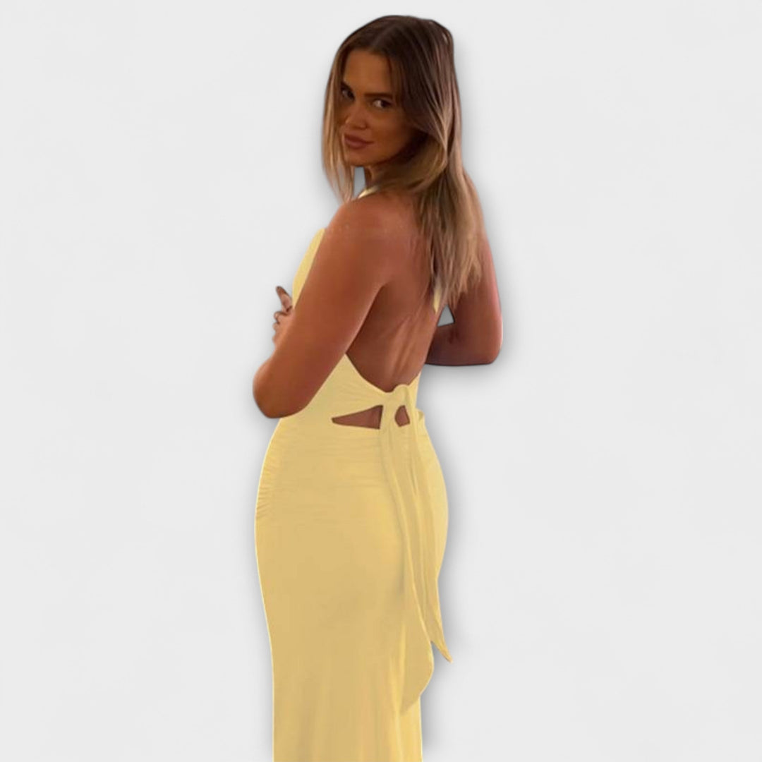 Raffiniertes Rückenfreies Halterneck-Gala Kleid
