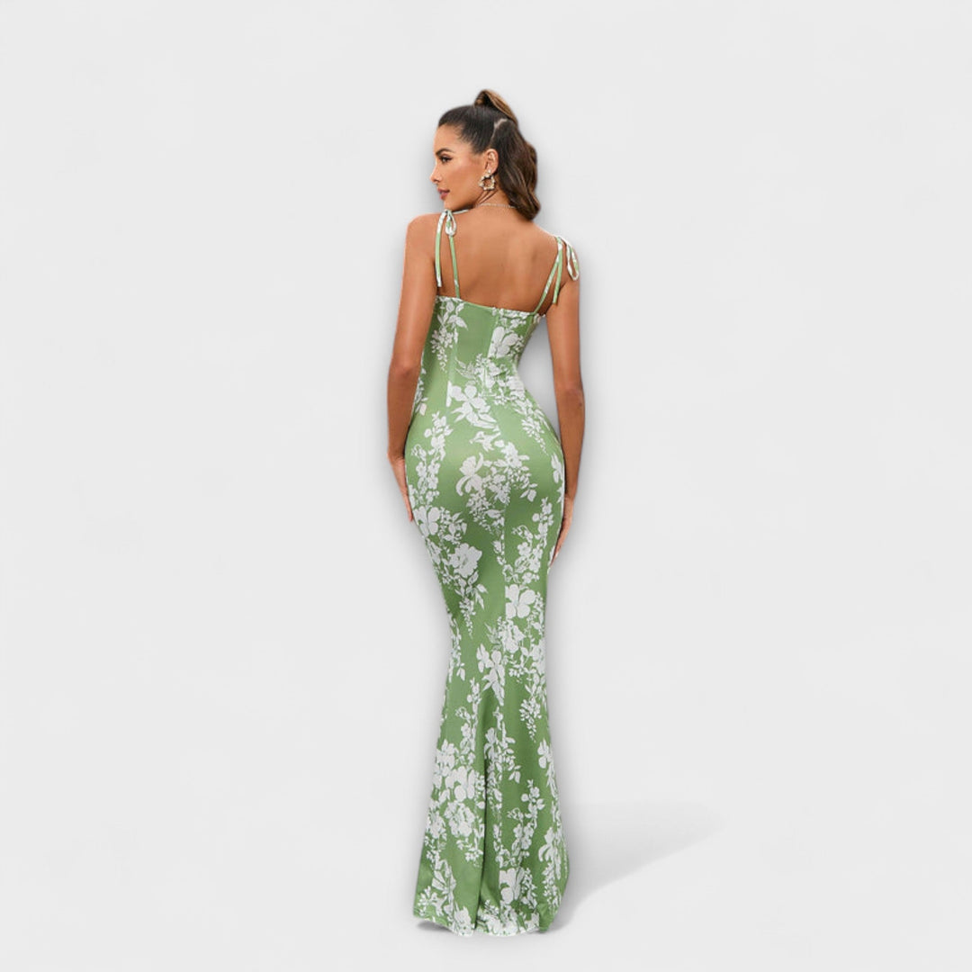 Thalia - Floral Print Prom Dress mit gebundenen Schulterträgern