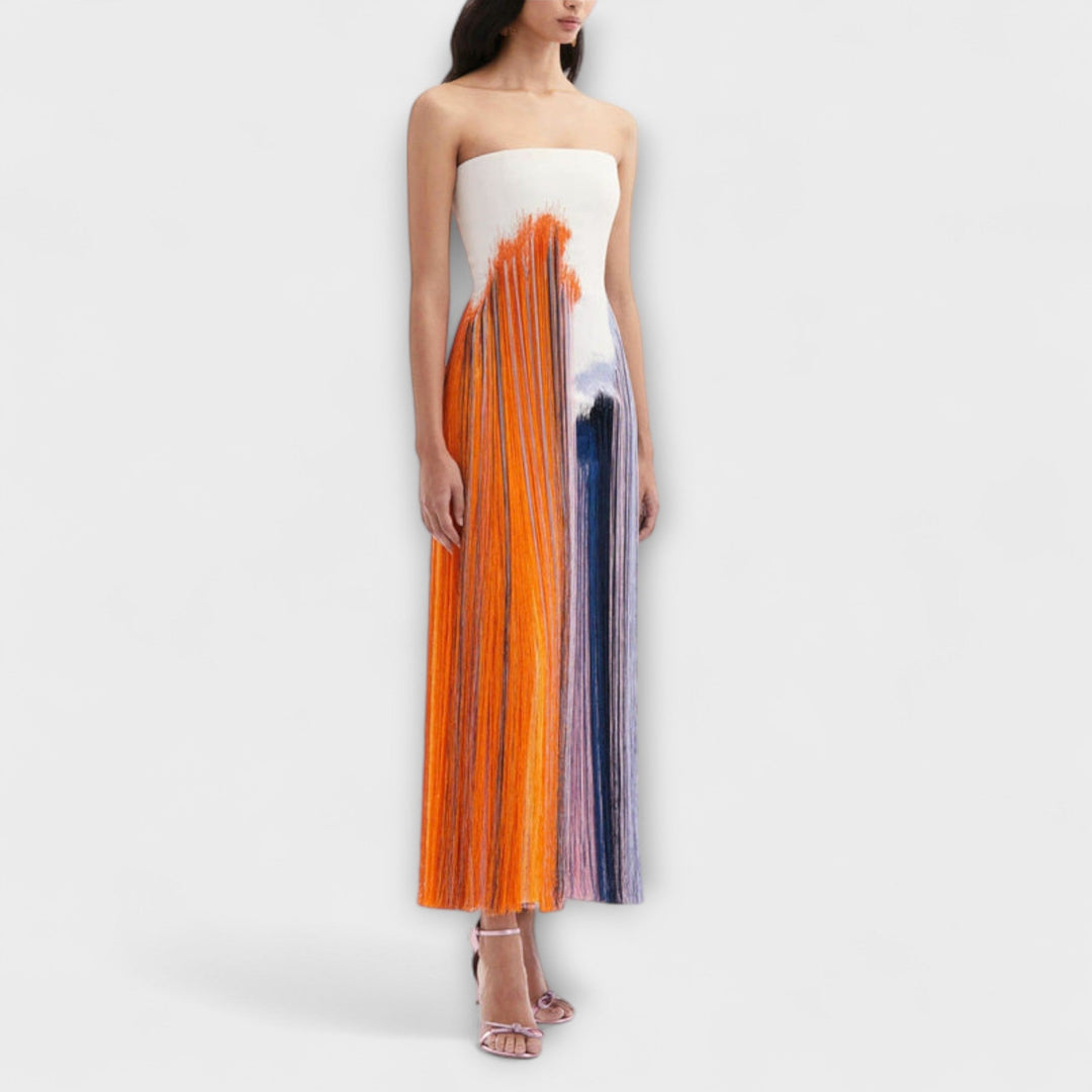 Summer - Schickes Colorblock-Kleid mit trendigen Quasten