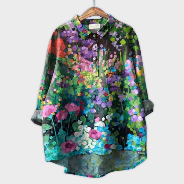 Magdalena - Handgemachte Damenbluse mit floralem Design