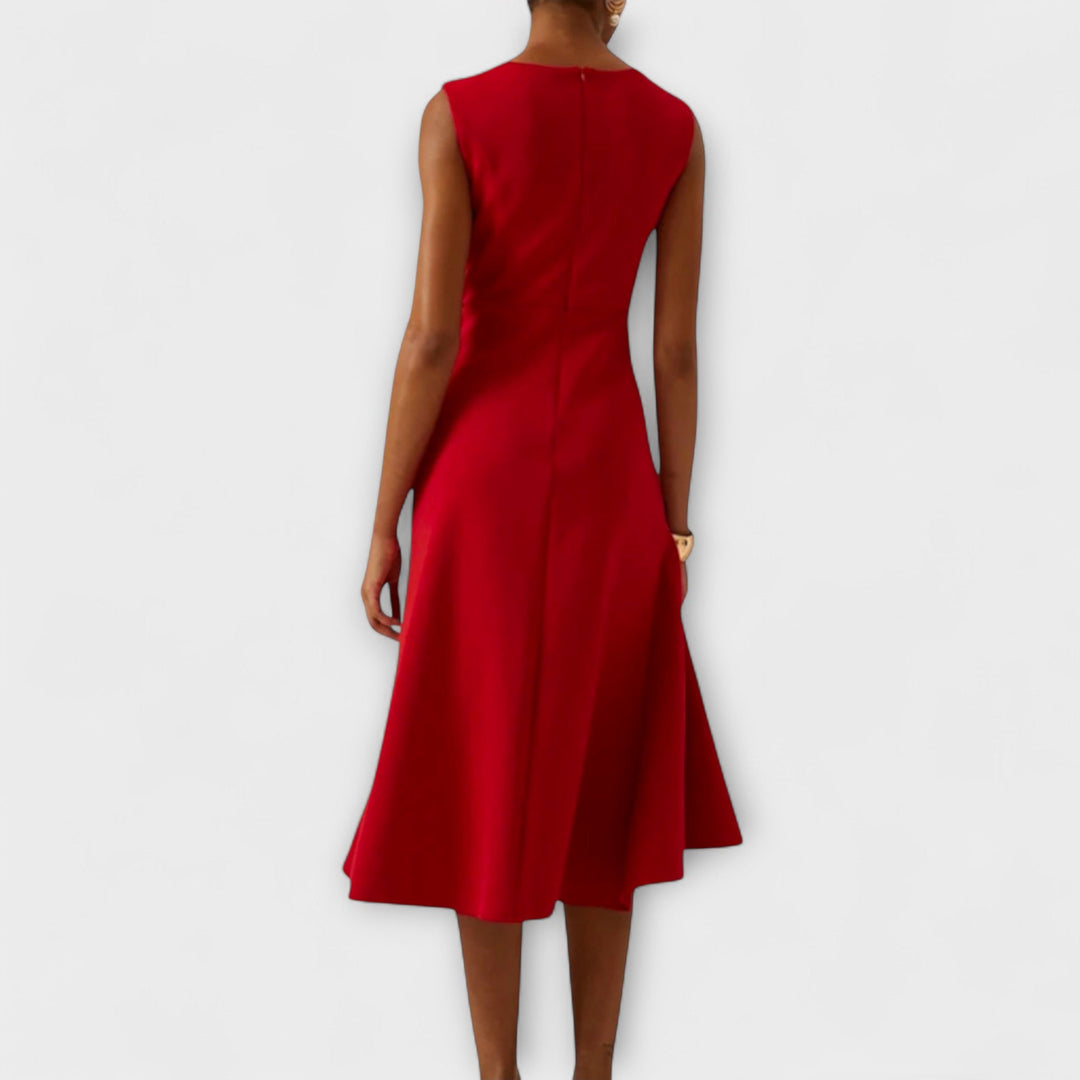 Juliette – Drapiertes asymmetrisches Midikleid