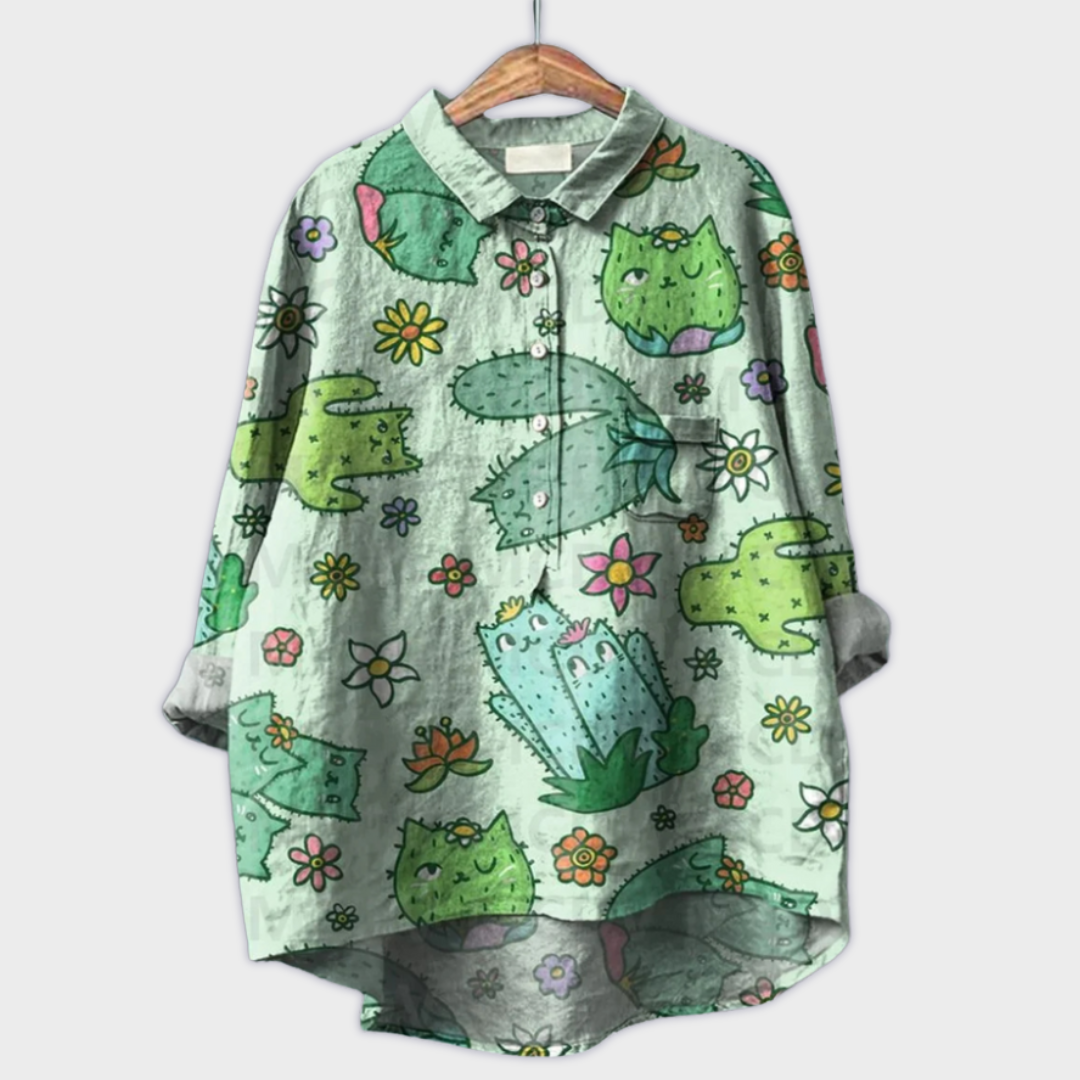 Magdalena - Handgemachte Damenbluse mit floralem Design