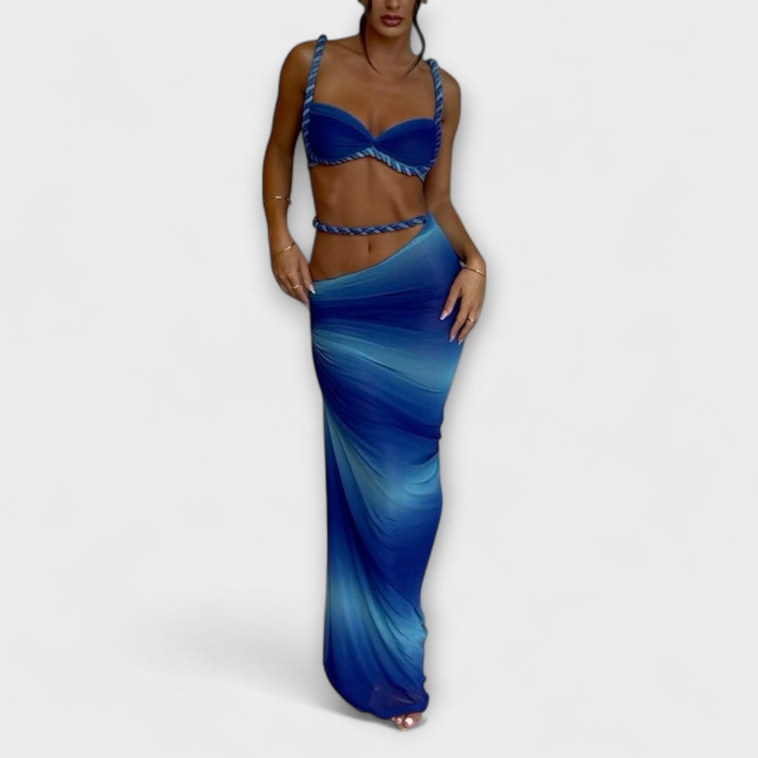 Jane - Schickes Gradient Zopf Crop Top & Overskirt Duo