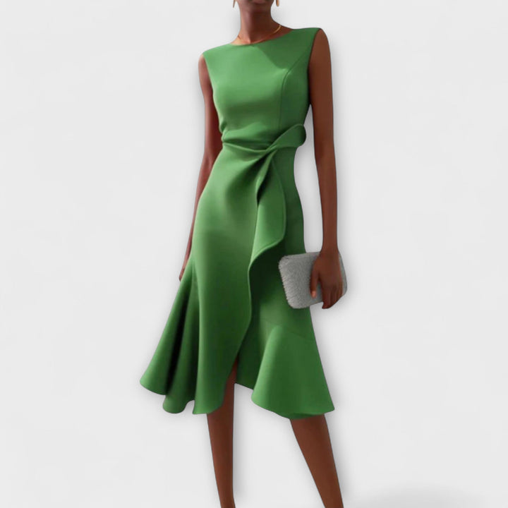 Juliette – Drapiertes asymmetrisches Midikleid