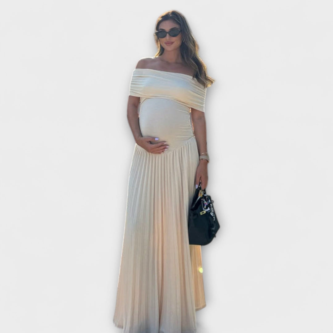 Amara - Maxi Kleid für Schwangere mit Falten