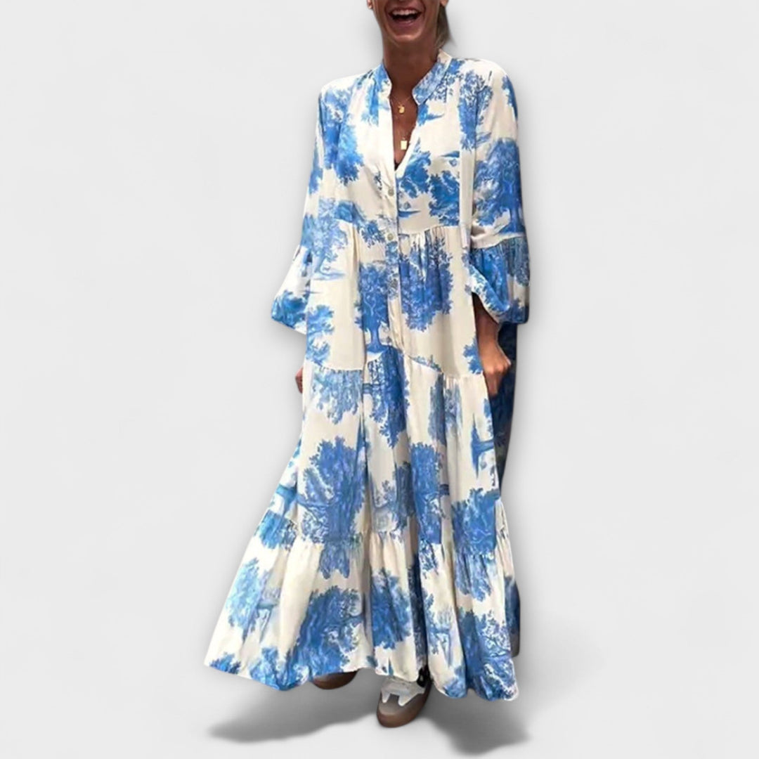 Nerina - Elegantes Floral-Maxi-Kleid