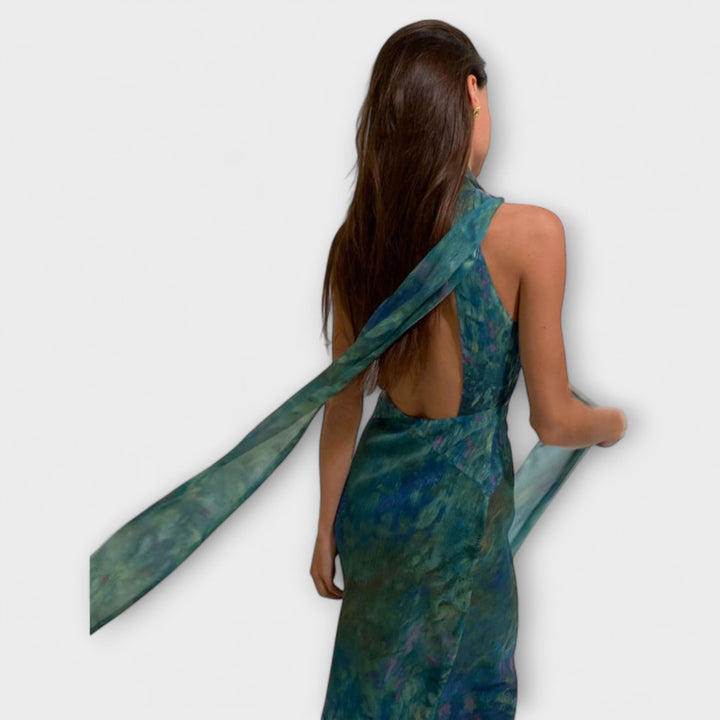 Maisie - Iris Druck Monet Maxikleid