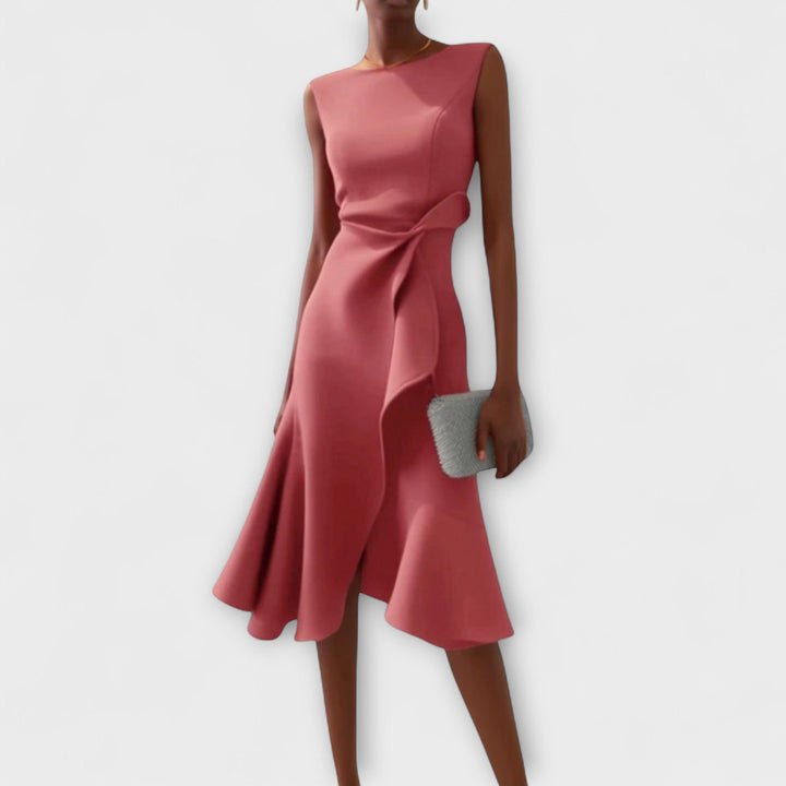 Juliette – Drapiertes asymmetrisches Midikleid