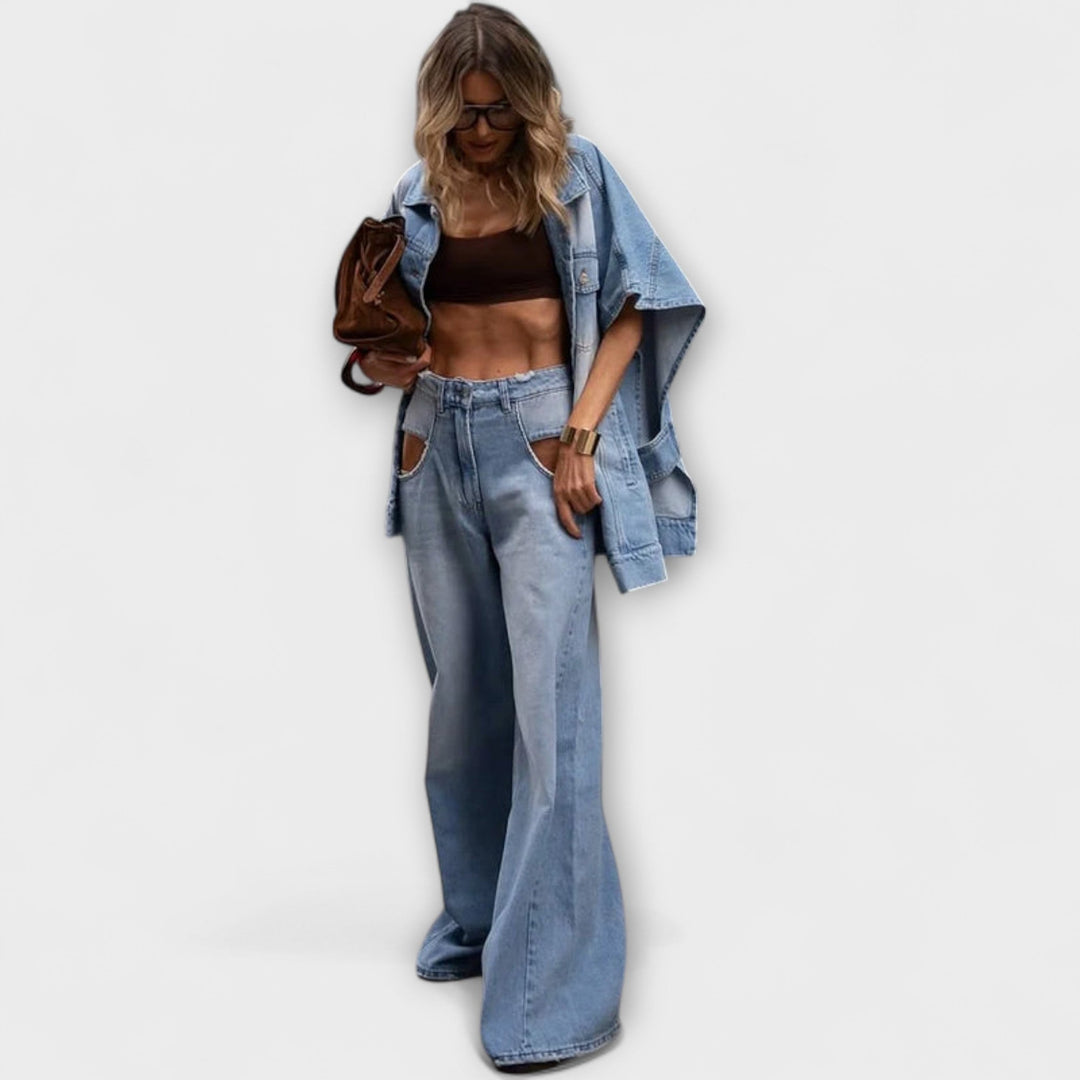 Blair - Weit geschnittenes ärmellose Denim-Set