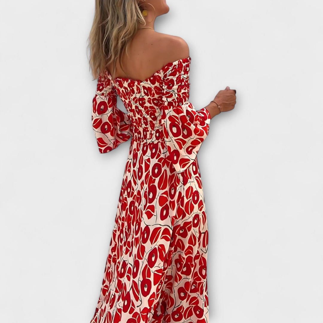 Bella - Off-Shoulder Kleid mit Meeresblumen