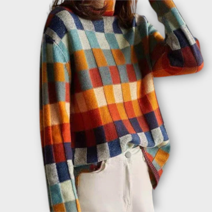 Erika - Patchwork Rollkragenpullover