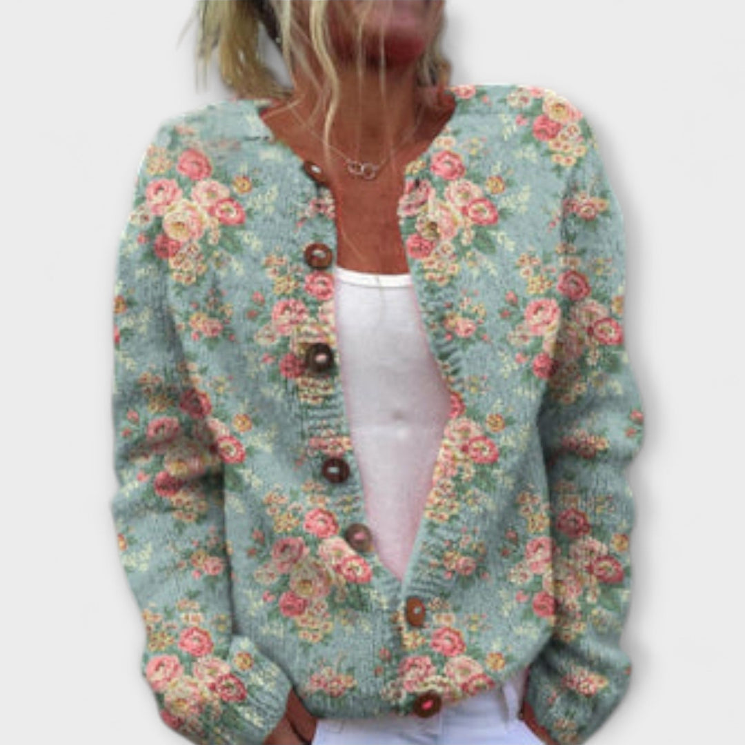 Liv – Warmer Cardigan mit Blütenprint