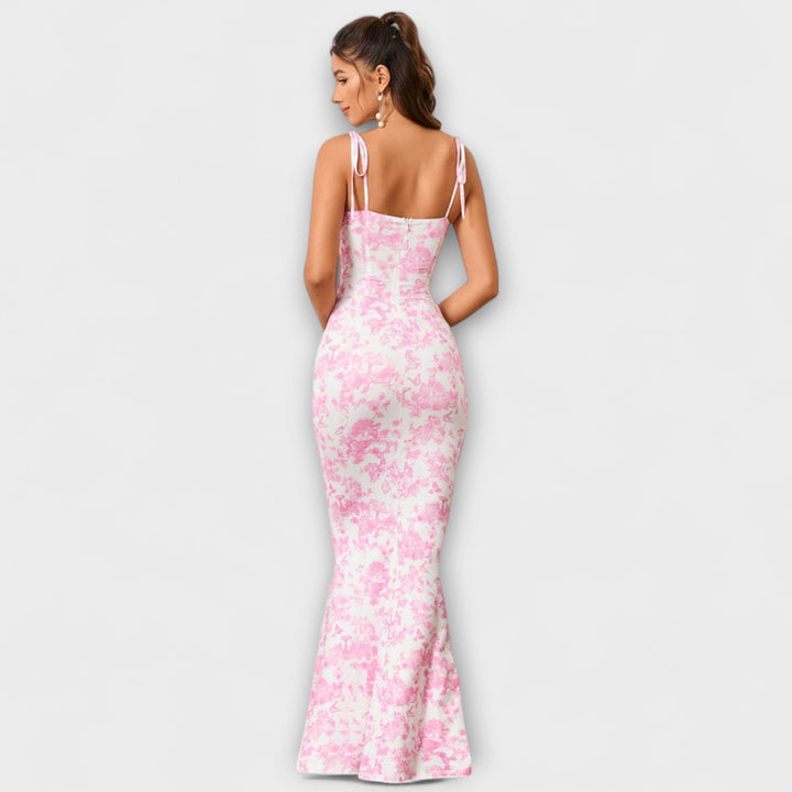Thalia - Floral Print Prom Dress mit gebundenen Schulterträgern