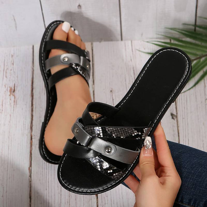 Leopard Kreuzriemen Sandalen