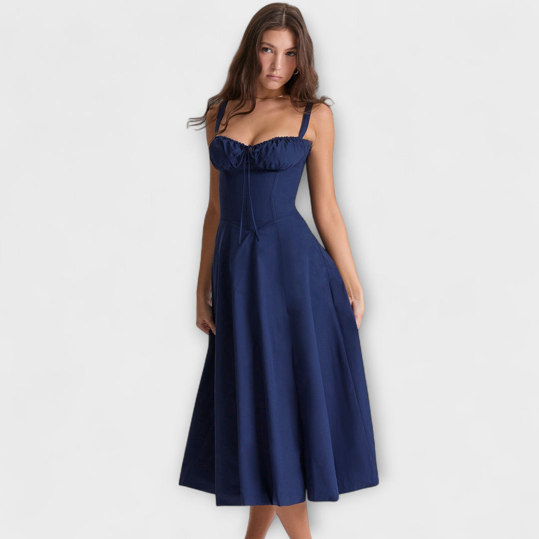 Zipporas - Taillierte Bustierkleid mit modernem Frühlingsblumenprint