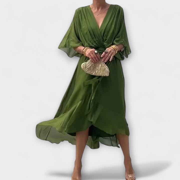 Amoura - Chiffonkleid mit V-Ausschnitt