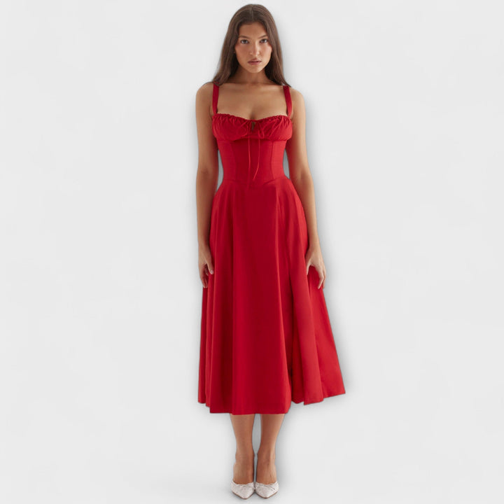 Zipporas - Taillierte Bustierkleid mit modernem Frühlingsblumenprint