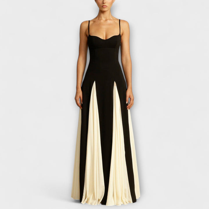 Ember - Klassische Eleganz A-Linie Maxi Kleid mit Tüllpaneelen