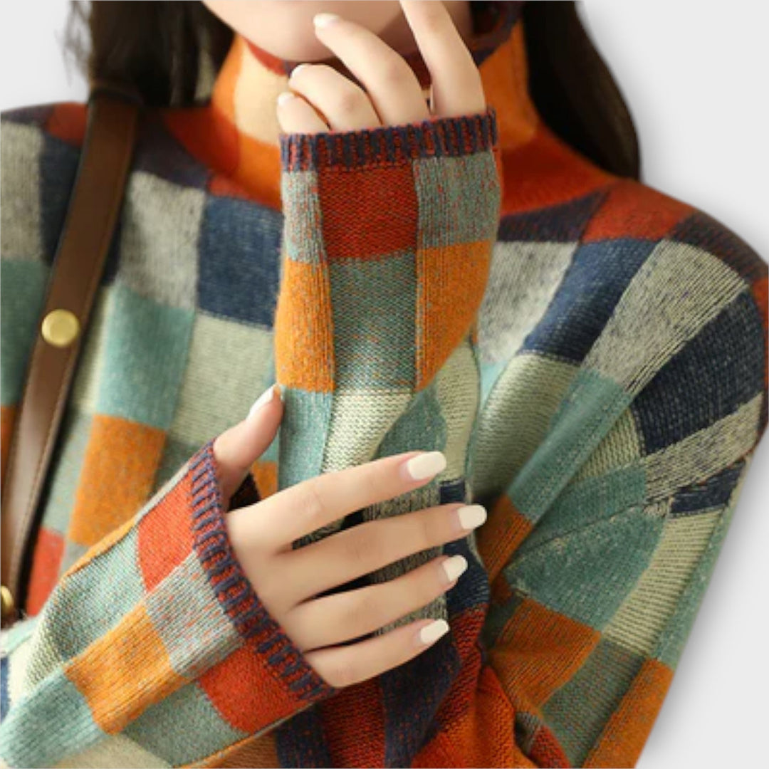 Erika - Patchwork Rollkragenpullover
